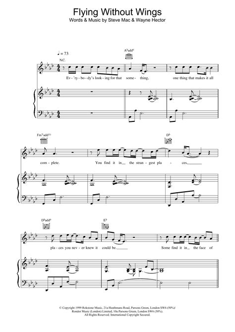 Westlife - Flying Without Wings at Stanton's Sheet Music