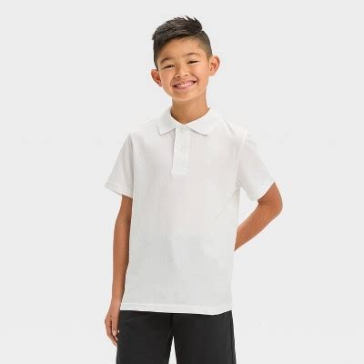 Boys' Short Sleeve Jersey Uniform Polo Shirt - Cat & Jack™ White S : Target