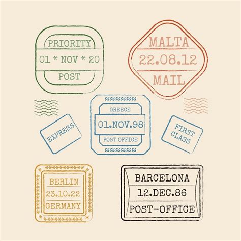 Free Vector | Flat design mail stamp set