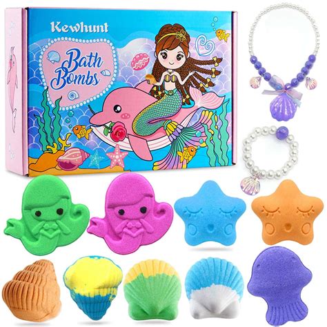 Kids Bath Bombs Gift Set with Jewelry - Organic Bubble Bath Fizzies for ...