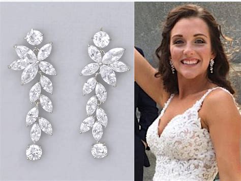 Crystal Chandelier Bridal Earrings Silver Marquise Long - Etsy