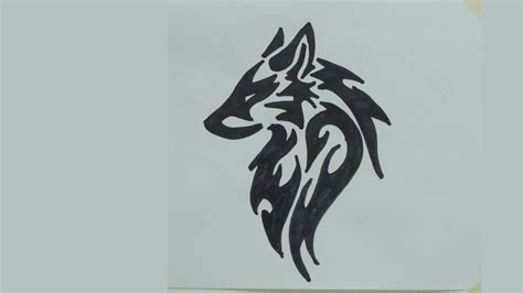 How to draw wolf head tribal tattoo #2 - YouTube