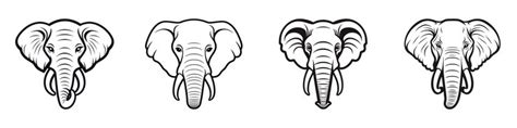 Premium Vector | Set of elephant head silhouette vector illustration