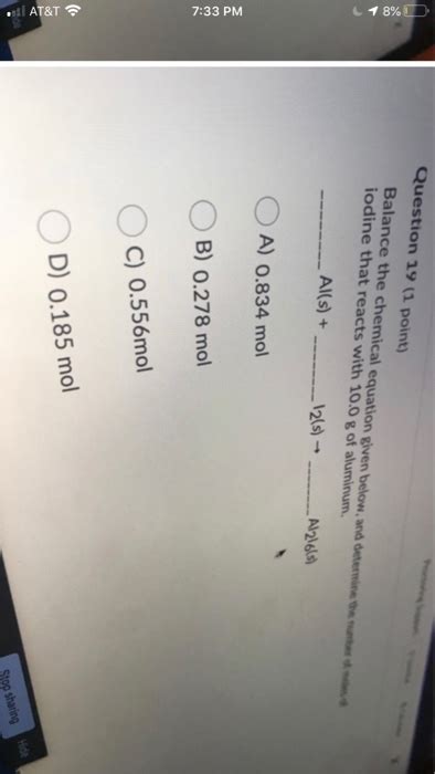 Solved Question 19 (1 point) Balance the chemical equation | Chegg.com