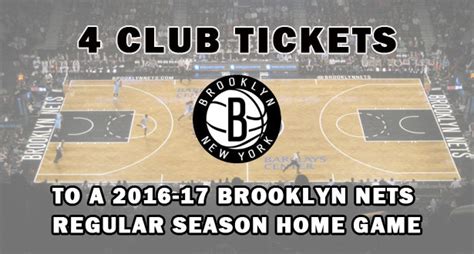 4 Club Level Tickets to a 2016-17 Brooklyn Nets Game