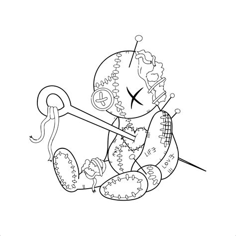 Premium Vector | Voodoo dolls Coloring page for all ages