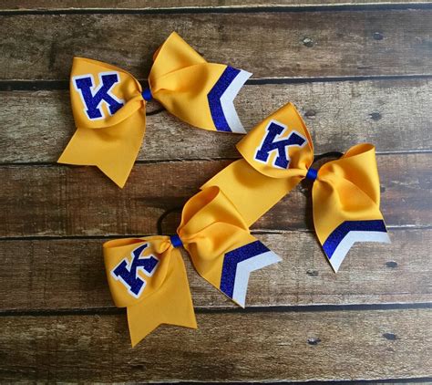 Custom Cheer Bows School Lettering Monogrammed Black Gold | Etsy