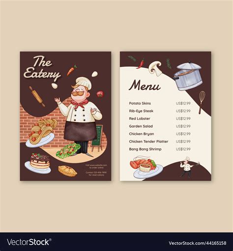 Menu template with chef day conceptwatercolor Vector Image