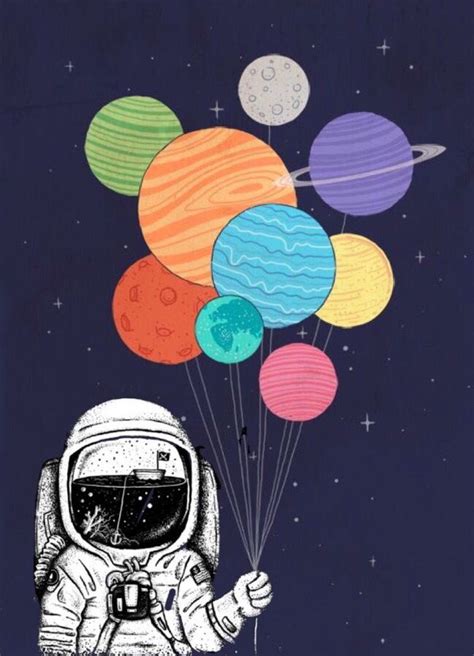 ⭐️4.6 Astronauta con los planetas de globos | Space drawings, Space painting, Cute canvas paintings