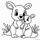 Cute Kangaroo With Baby Coloring Page 12771 10029 sketch template