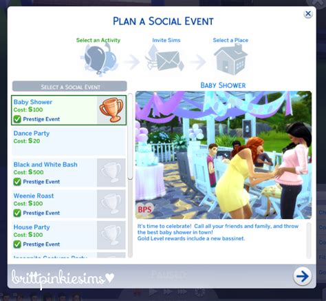 the sims 4 baby shower custom event mod - Sarah Simpson