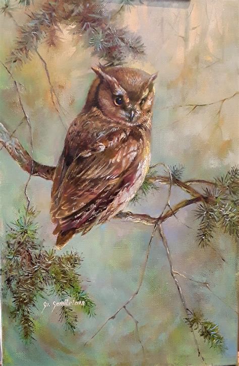 Owl 24x16 Oil Painting on Canvas Original Owl Wall - Etsy