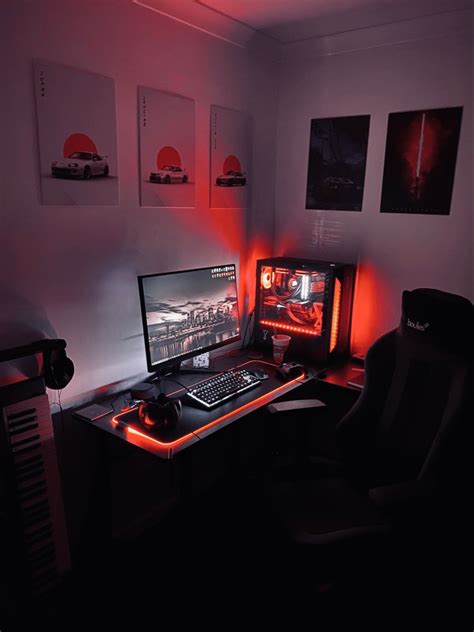 Red and black gaming setup