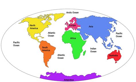 Continents And Oceans Labeled