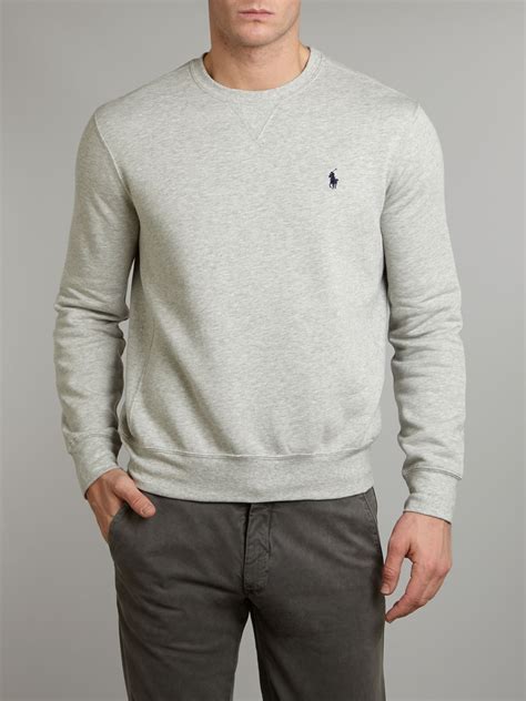 Polo ralph lauren Classic Crew Neck Sweater in Gray for Men | Lyst