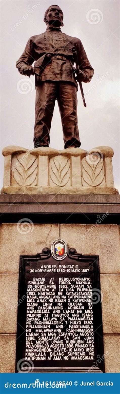 Andres Bonifacio Monument. Location: Liwasan Bonifacio, Manila Philippines Stock Photo - Image ...