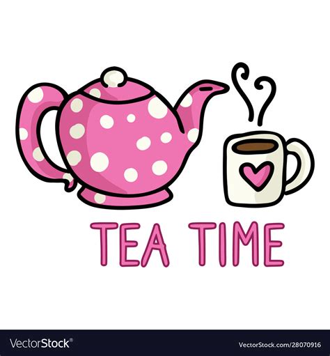 Cute tea time cartoon hand Royalty Free Vector Image