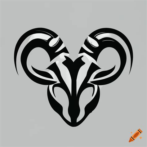 Simple black outline of a goat head logo on Craiyon