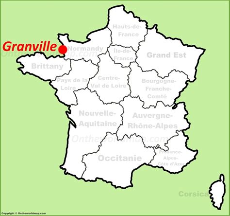 Granville location on the France map - Ontheworldmap.com