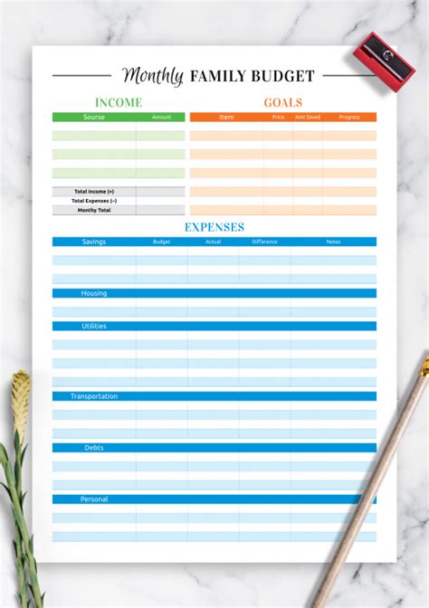 Printable Budget Templates - Download PDF A4, A5, Letter size