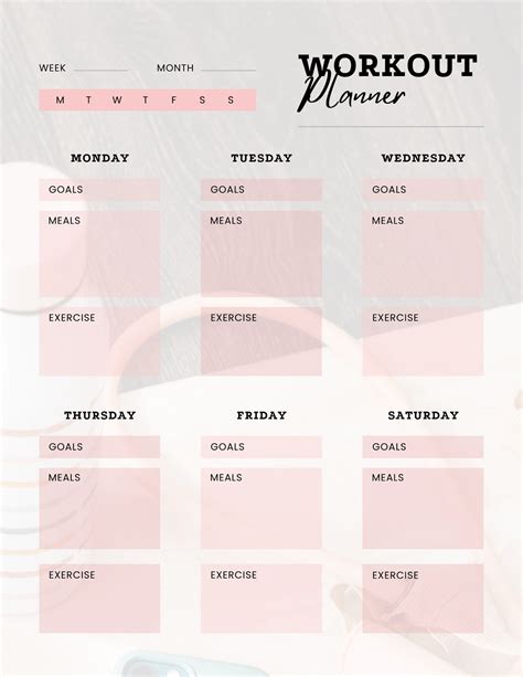 Workout Chart Template