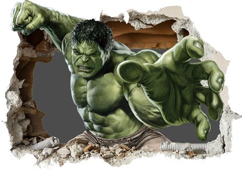 3D Hulk Wall Smash Kids Wall Sticker Wall Over Wall Art Wall Decal Customise4UTM, 3d hulk smash ...