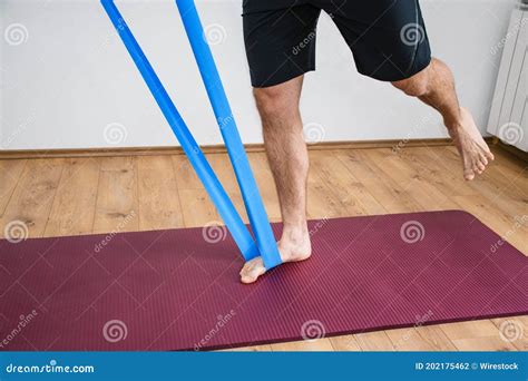 Closeup of a Male Standing on a Yoga Mat Barefoot Stock Photo - Image ...