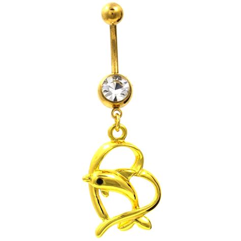 Gold Tooth Dangle Charm Belly Button Ring | BodyDazz.com