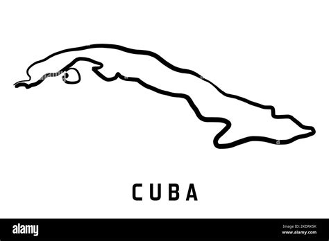 Cuba Island Map Simple Outline Vector Hand Drawn Simplified Style Map ...