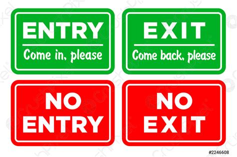 Entrance and exit signs set - stock vector 2246608 | Crushpixel