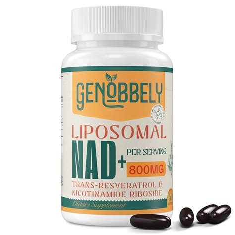 GENOBBELY 800 mg Liposomal NAD+ Supplement with Nicotinamide Riboside 200 mg, Trans-Resveratrol ...