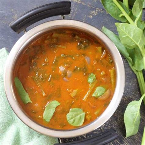 Malabar Spinach Curry | Basale Soppina Huli - Udupi Recipes