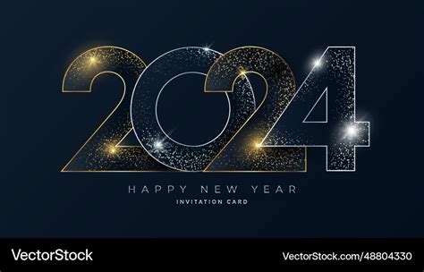 Happy new year 2024 greeting card design template Vector Image