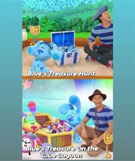 an image of two cartoon characters with captioning that they are blue's treasure hunt