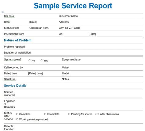 15 FREE Service Report Templates [EXCEL, WORD, PDF] - Writing Word ...