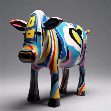 Premium AI Image | Abstract Art Cow 3d Sculpture Playful And Colorful ...