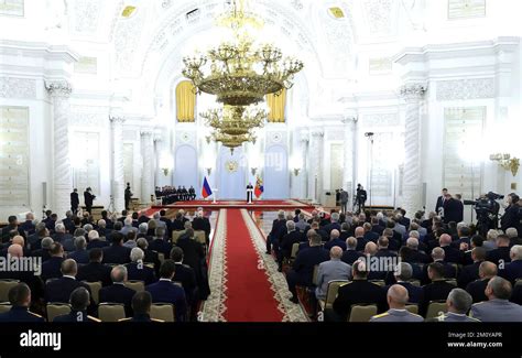 Russian President Vladimir Putin at the ceremony to present Gold Star medals to Heroes of Russia ...