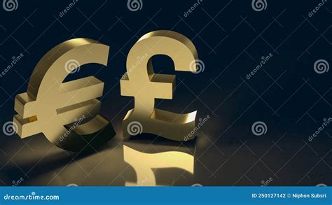 The Gold Euro and Pound Symbol for Business Concept 3d Rendering Stock ...