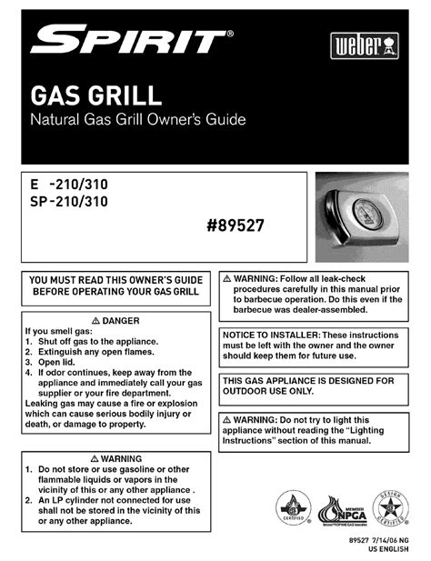 WEBER SPIRIT SP-210 OWNER'S MANUAL Pdf Download | ManualsLib