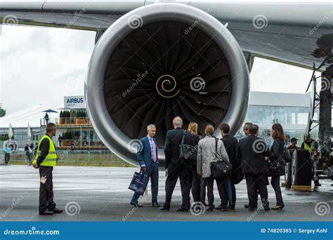 Turbofan Engine of the Newest Airplane Airbus A350 XWB. Editorial Image - Image of airliners ...