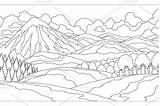 Summer Mountain landscape coloring  Custom Designed Illustrations sketch template