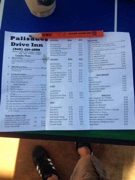 Menu at Palisades Drive Inn BBQ, Pearl City, Auhuhu St