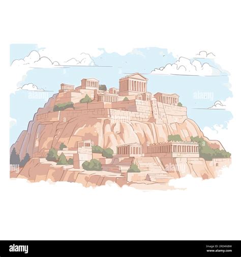 Acropolis. Acropolis hand-drawn comic illustration. Vector doodle style ...