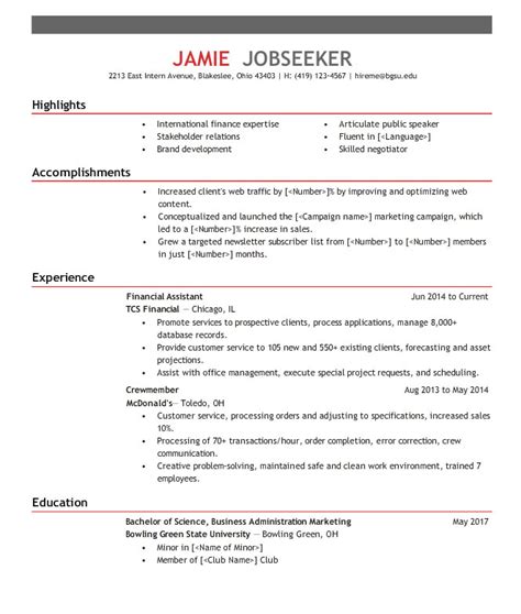 Bachelor Of Science Cv Example