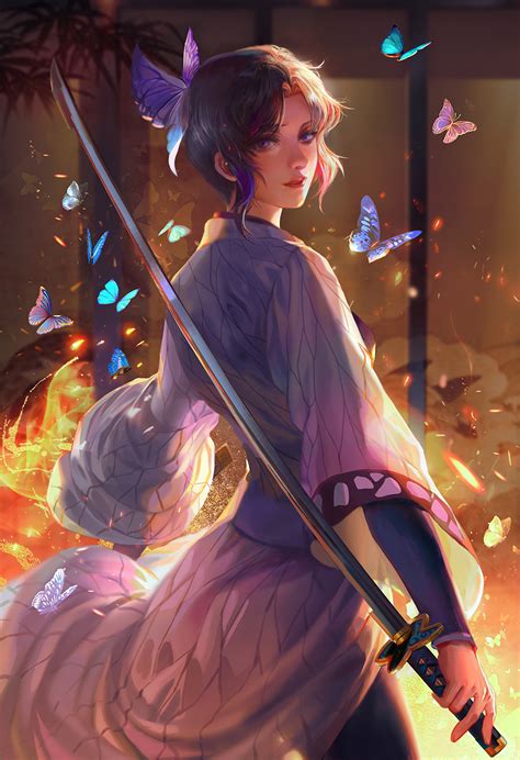 butterfly on fire Shinobu Kocho fan art by jiuge on DeviantArt | Anime ...