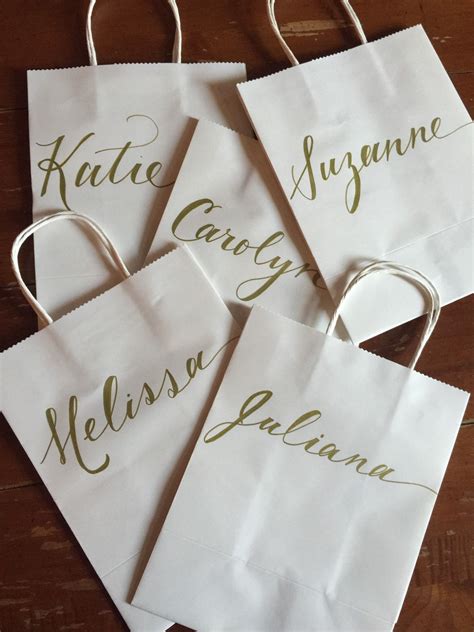 Personalized Gift Bag Gold White Hand-lettered Customized