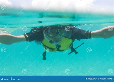 Japanese Man Enjoys Snorkeling in Okinawa, Japan Stock Photo - Image of summer, japan: 115690434