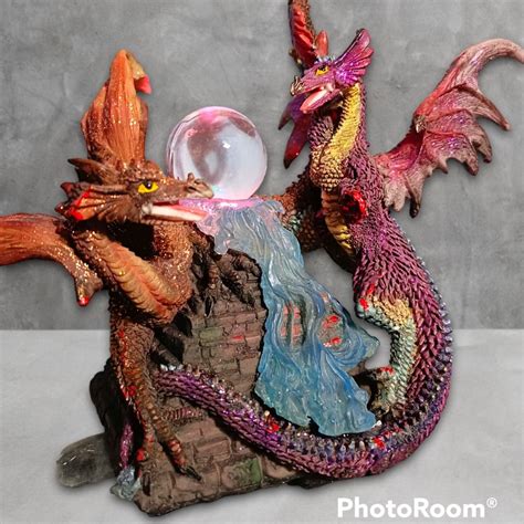 10" Vintage Medieval Fantasy Dragons Resin Statue, Detailed Features w ...