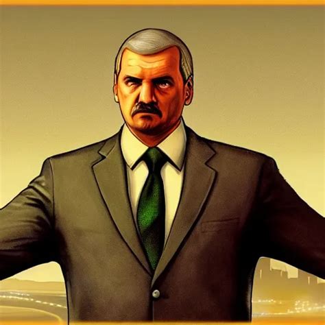 Alexander Lukashenko in GTA 4 loading screen art | Stable Diffusion | OpenArt