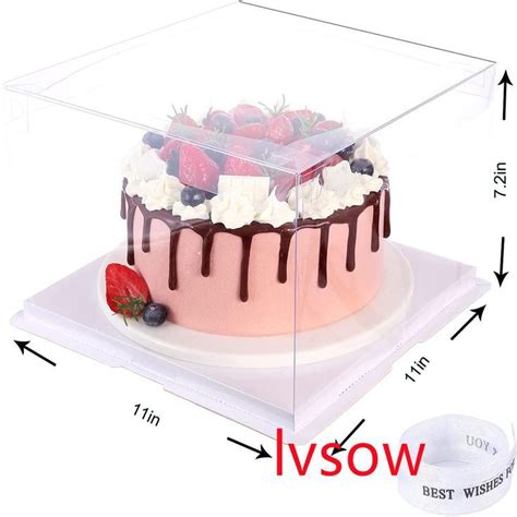 tall clear cake boxes with window handle lid boxes for cakes